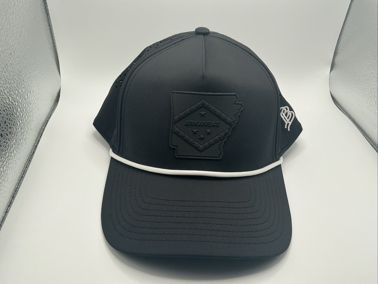 Branded Bills Arkansas State Patch Rope Hat Black Snapback Performance Cap