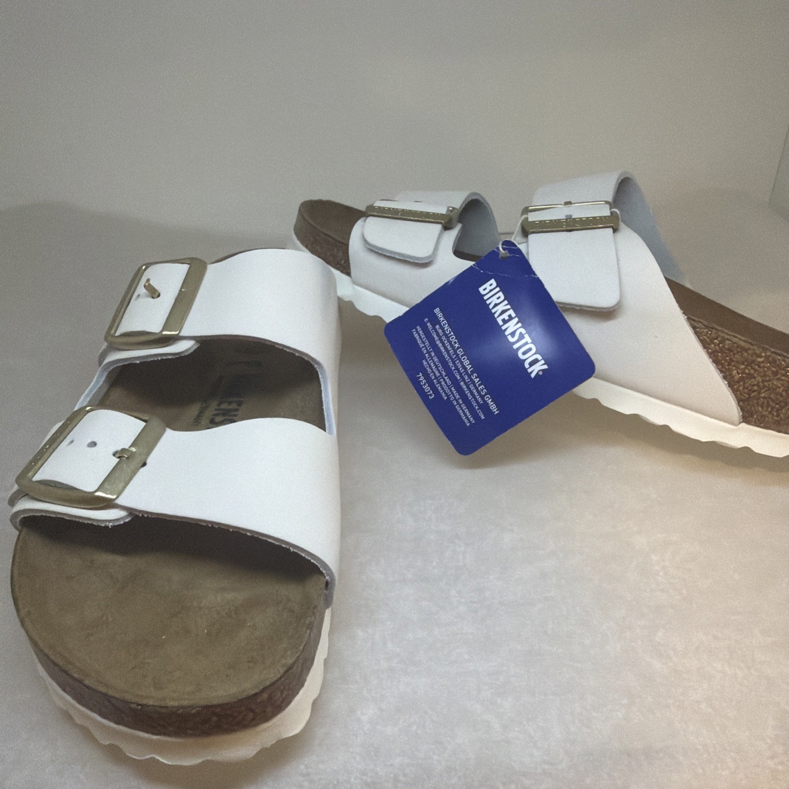 NEW Birkenstock Arizona BS Antique White Nubuck Leather Sandals Size 38