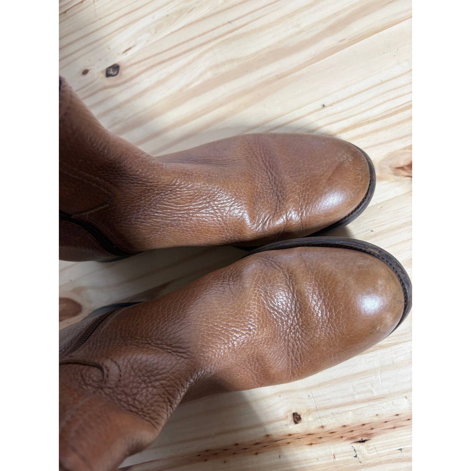 Tory Burch Size 7 Selma Riding Boots Brown Leather Knee High Zip Almond Toe