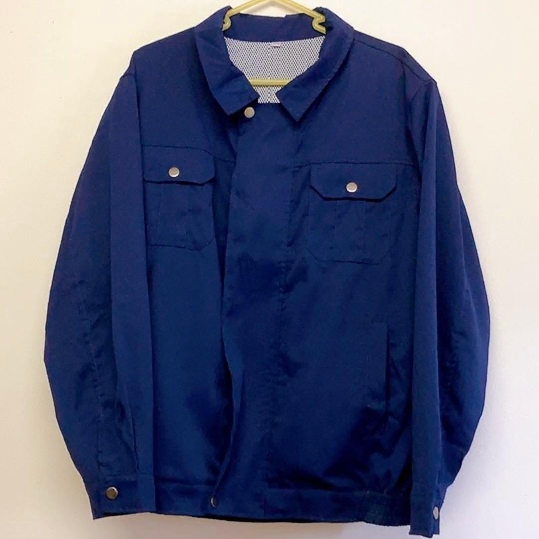 New Work Clothes with Air Conditioning Fan with Mobile Battery Navy Equivalent t