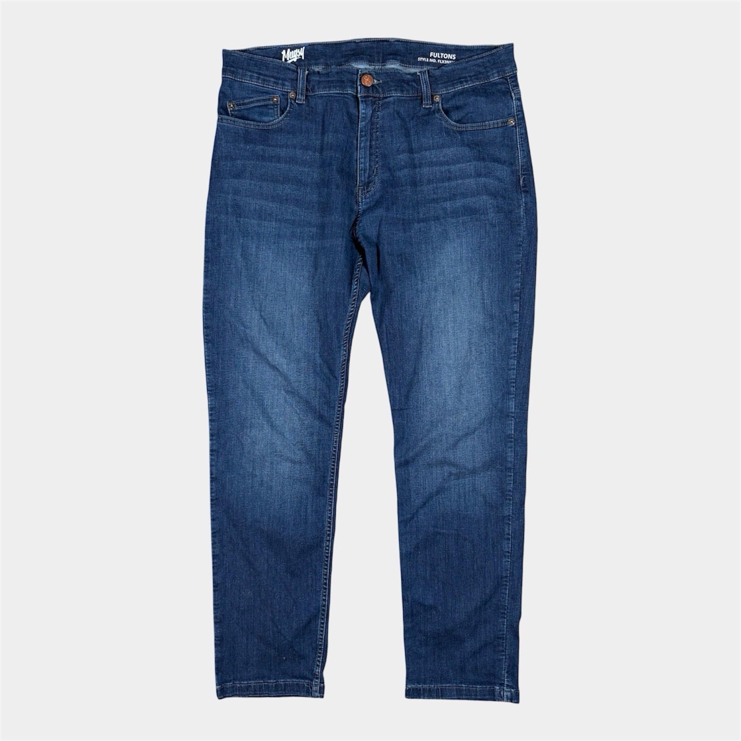 Mugsy Fultons Casual Jeans Mens 38×30 Dark Wash Stretch Comfort Denim FLX3NCFU