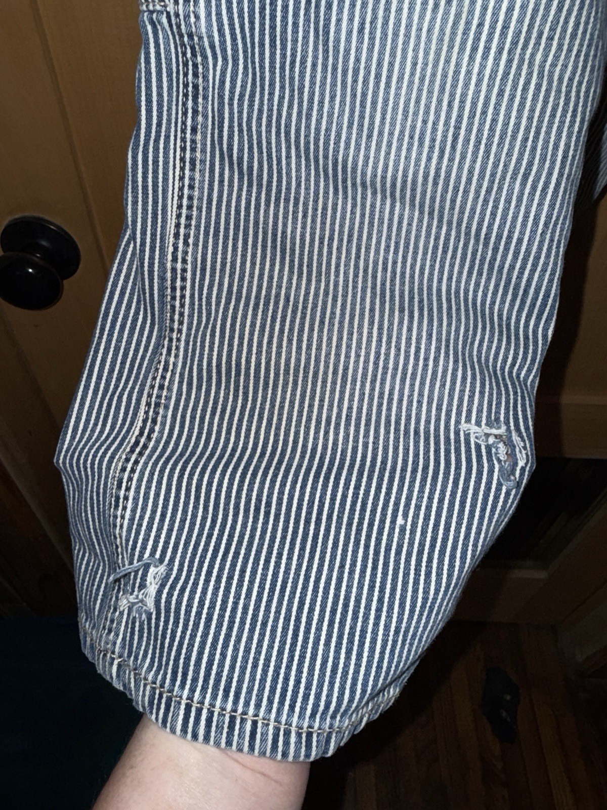 Vintage OshKosh B’Gosh Striped Vestbak Denim Overalls Train 5