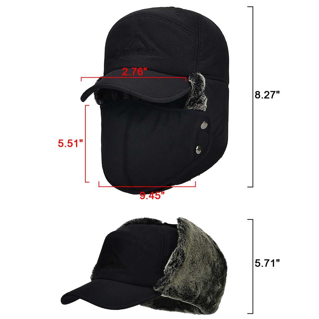 Men Winter Ear Flap Trapper Hat Face Mask Fur Aviator Thermal Warm Snow Ski Cap