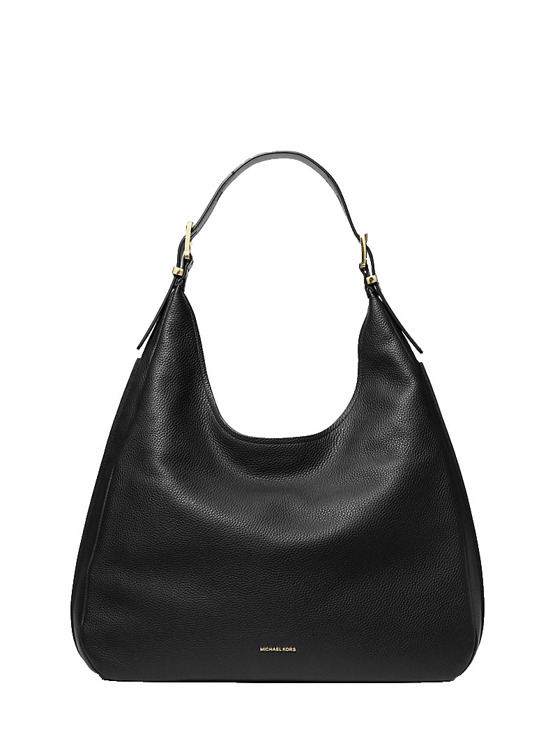 Michael Kors Nolita Large Pebbled Leather Hobo Shoulder Bag Black/Silver -$398
