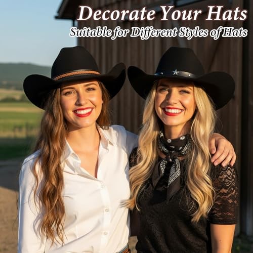 TIESOME 6Pcs Ethnic Western Cowboy Hat Bands, Leather Cowgirl Turquoise