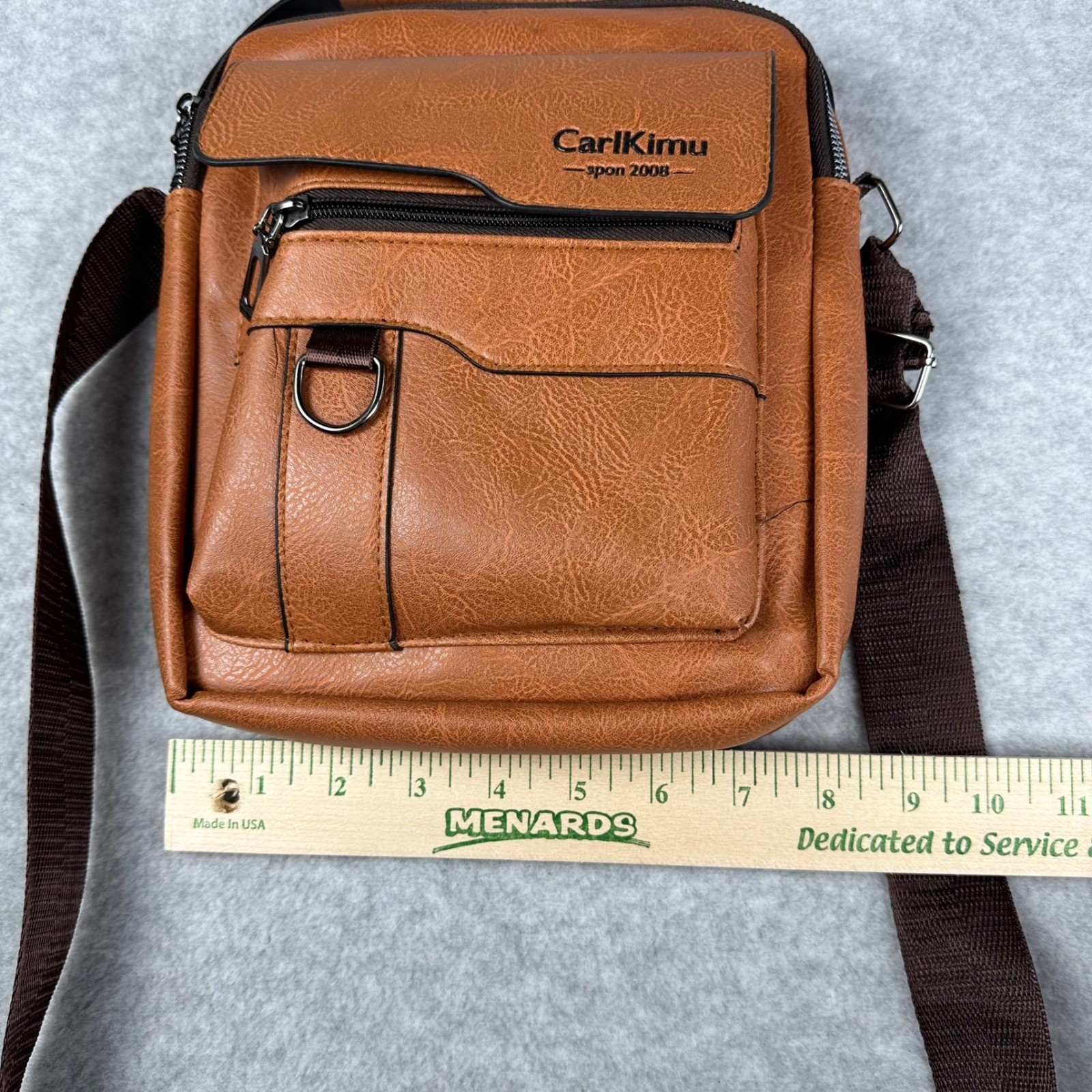CarlKimu Brown PU Leather Crossbody Messenger Bag Adjustable Strap Utility NWOT