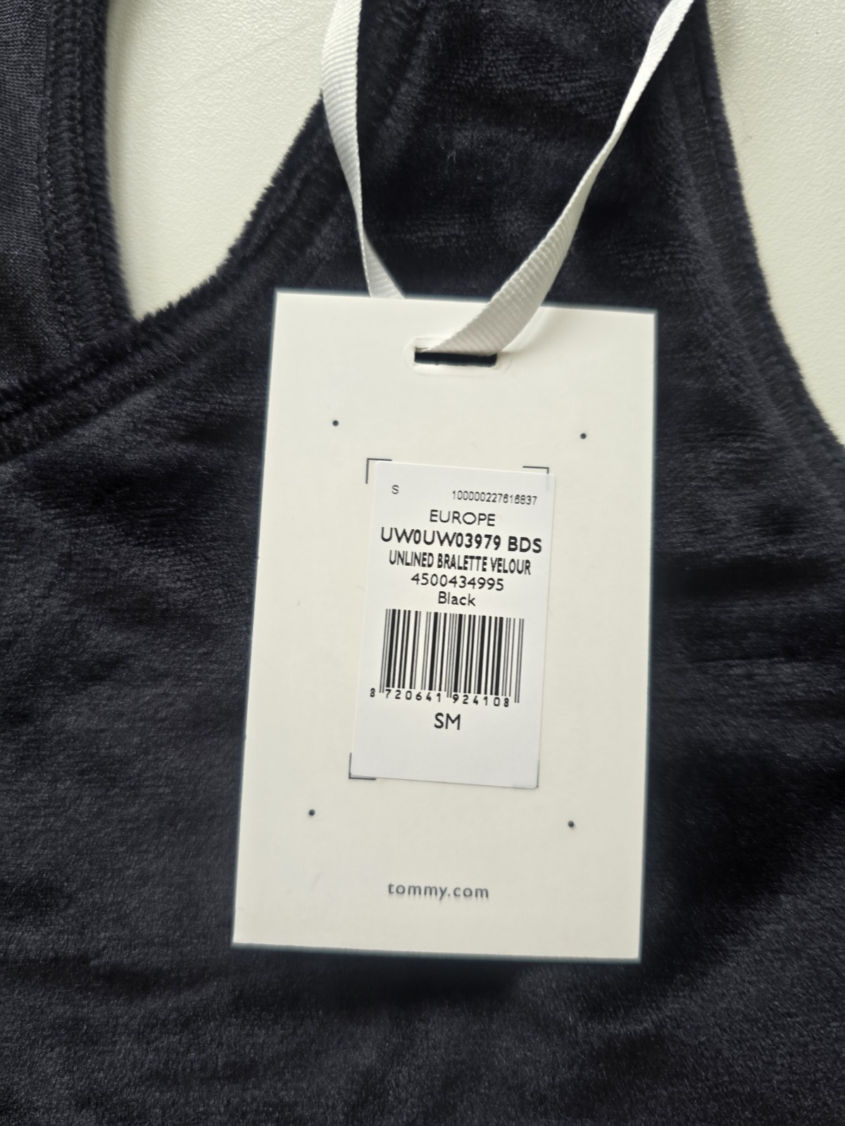 BNWT Tommy Hilfiger Black Velour Bralette – Size S