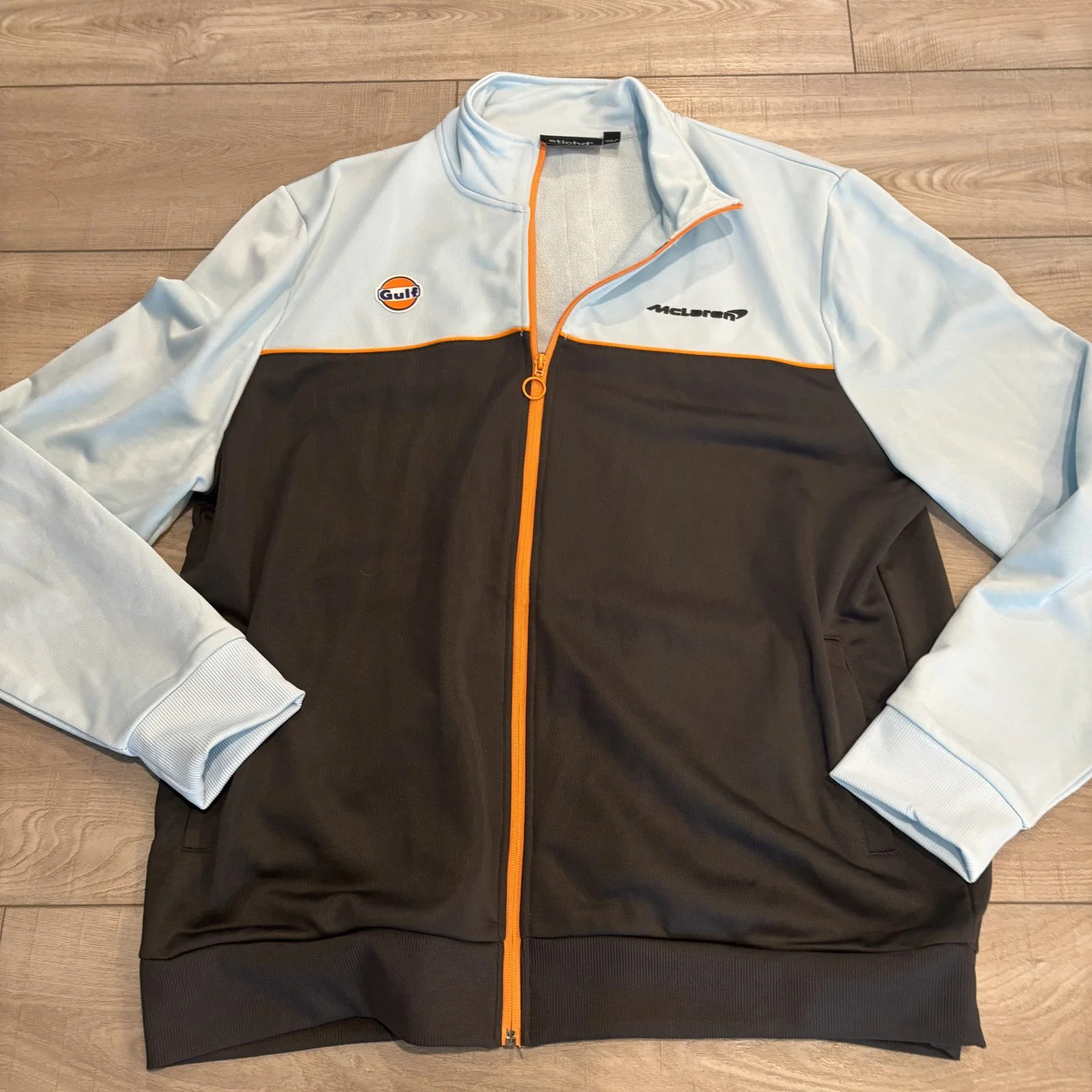 McLaren F1 x Gulf Oil Track Jacket Full Zip Men’s XXL Blue Orange 2021