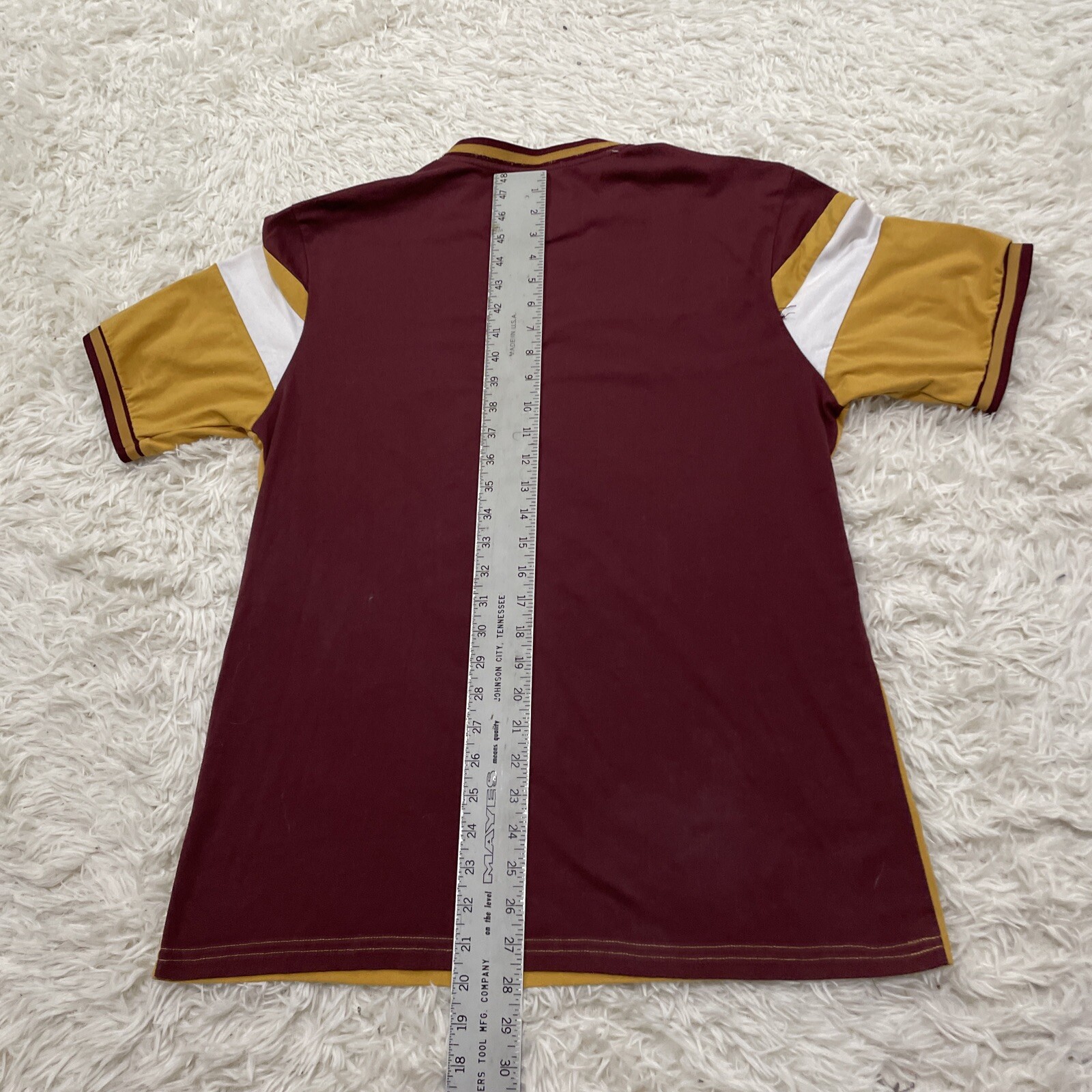Brooklyn Laundry Retro 70s MCM Shirt Men M T Shirt Maroon Gold Cut & Sew Tee