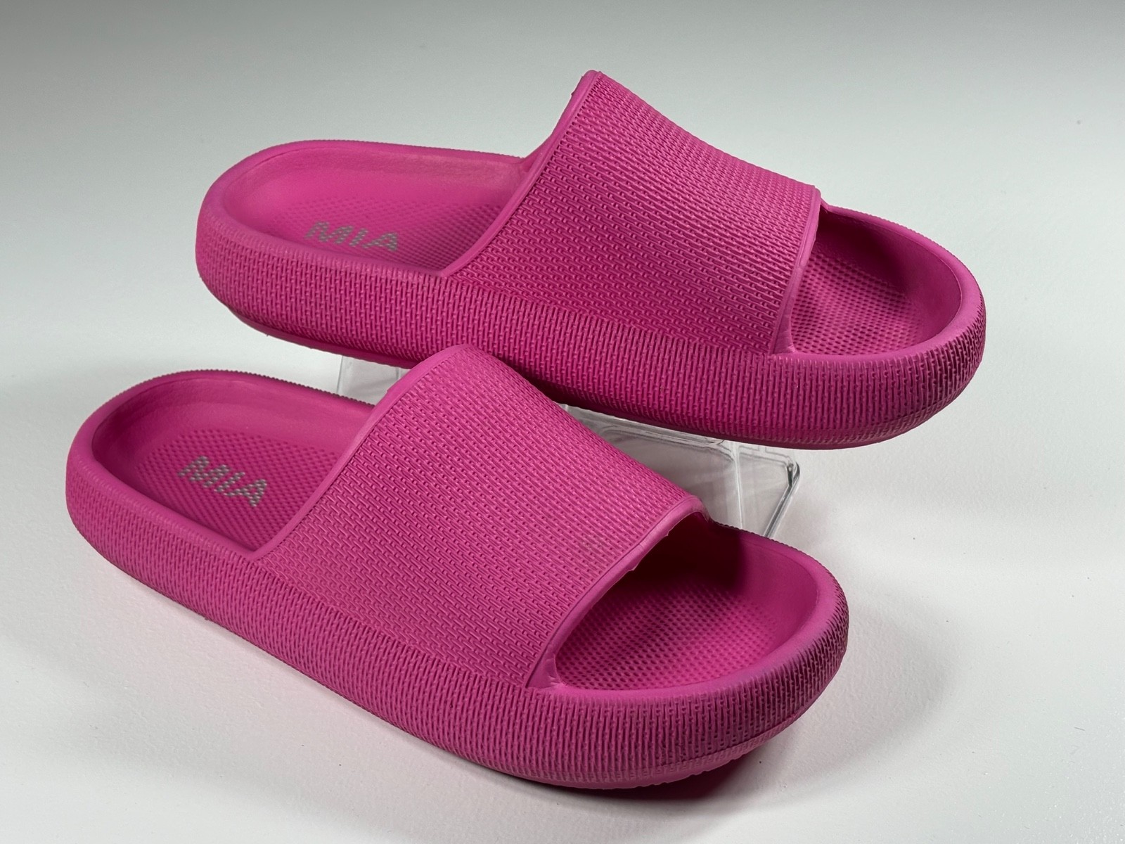 MIA Slides Womens 7 Pink Comfort Sandals Soft Cushion Slip On Pool Beach Casual