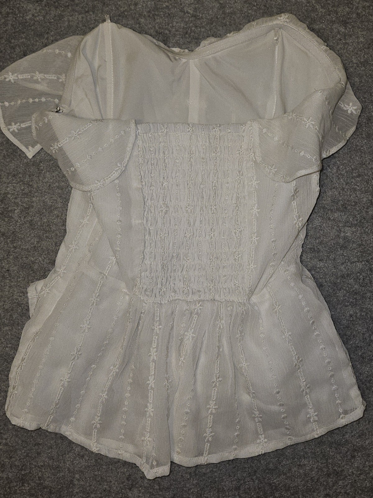ALTAR’D STATE Corset Top Womens XS White Eyelet Off Shoulder Smocked Peplum Boho