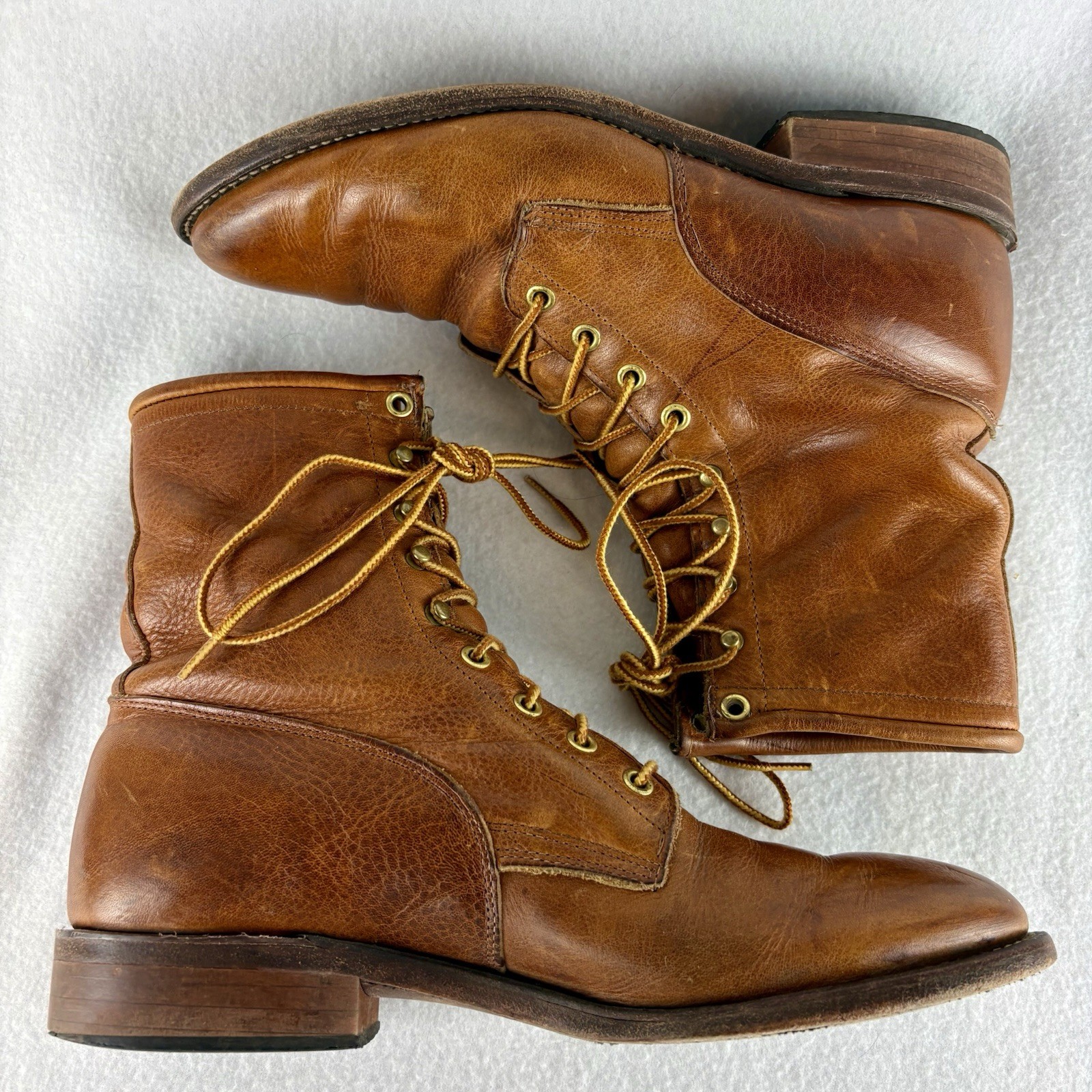 VTG J. Chisholm 9.5D brown leather packer / work boots USA Made