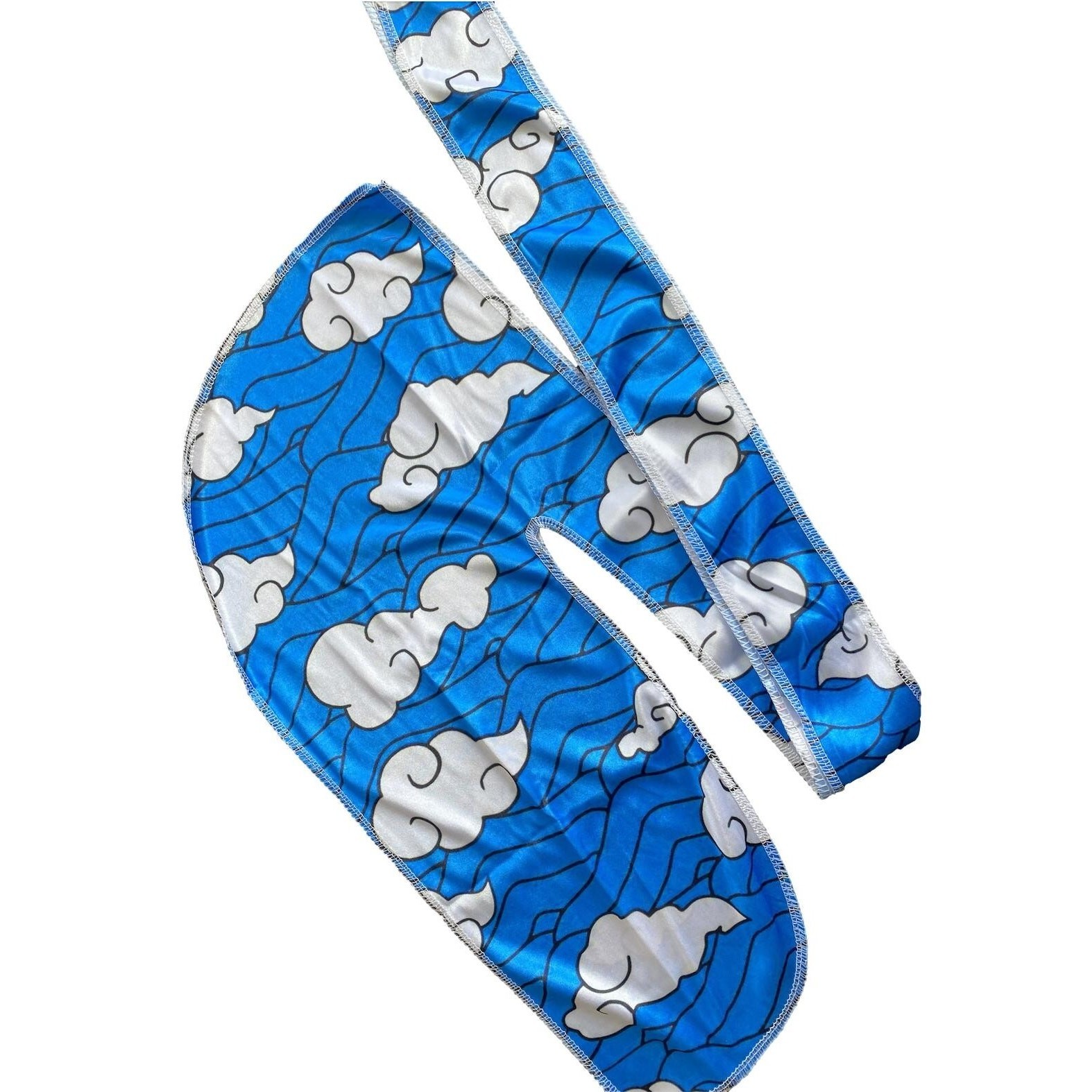 White & Blue Cloud Anime Cartoon Durag