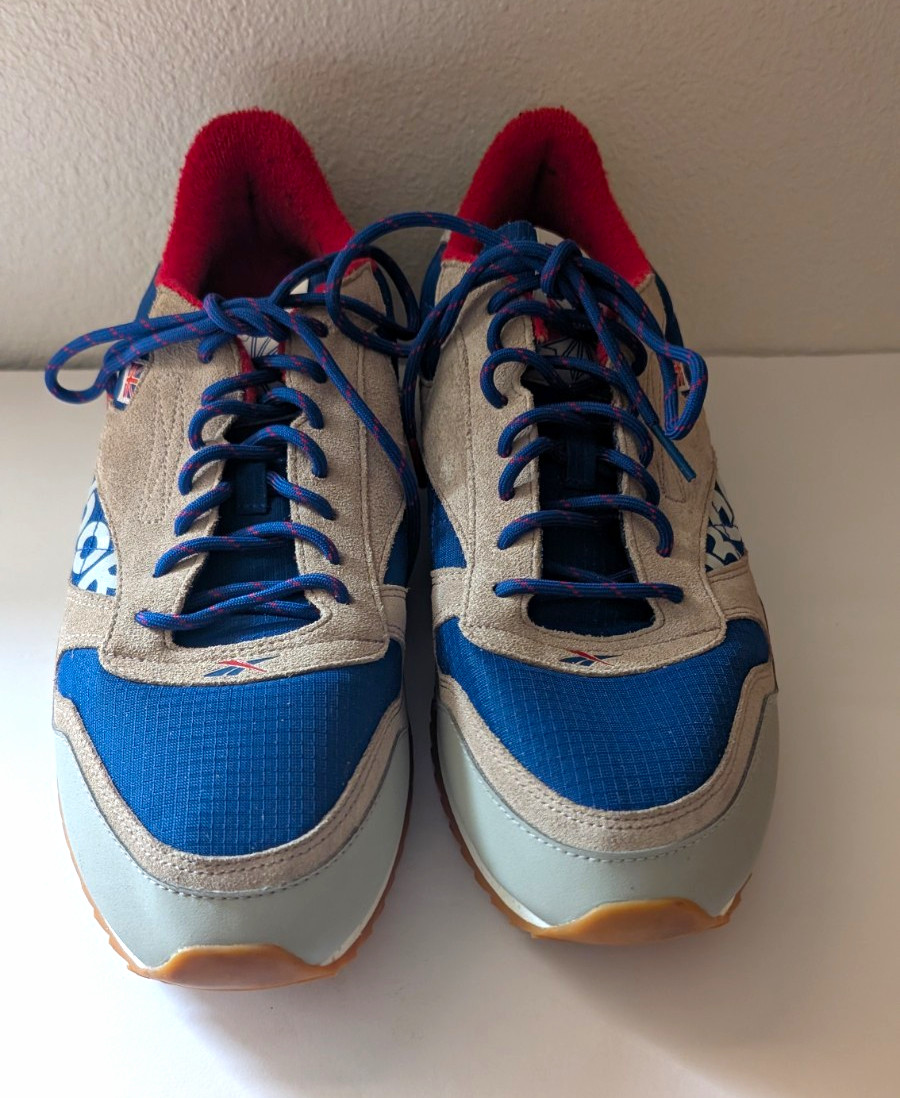 Reebok Men Low Top Lace-Up Athletic Sneakers Blue Beige Gray Red Rubber Sole