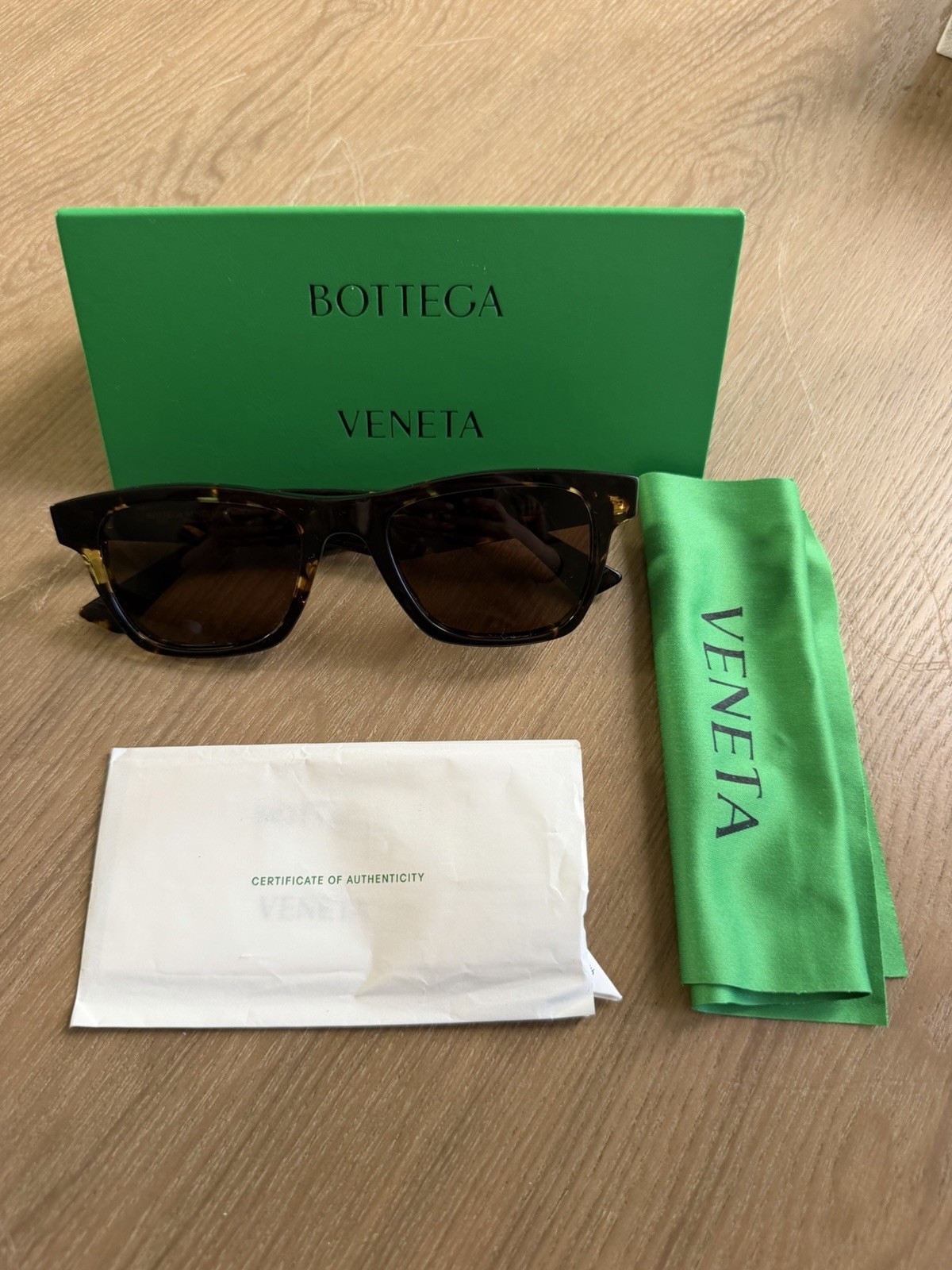 Bottega Veneta BV1120S Tortoise Square Brown Tinted Sunglasses 52-20-146