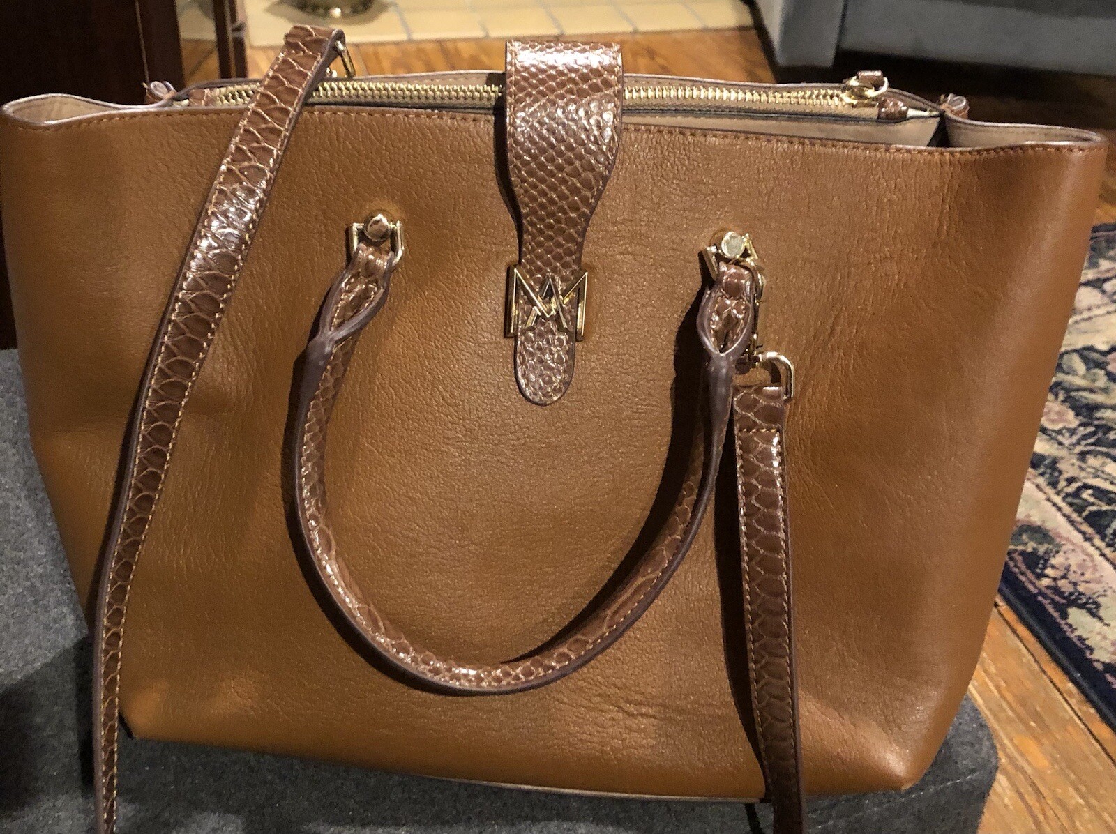 Antonio Melani Handbag Satchel Saddlebag Closure Leather And Man made Material