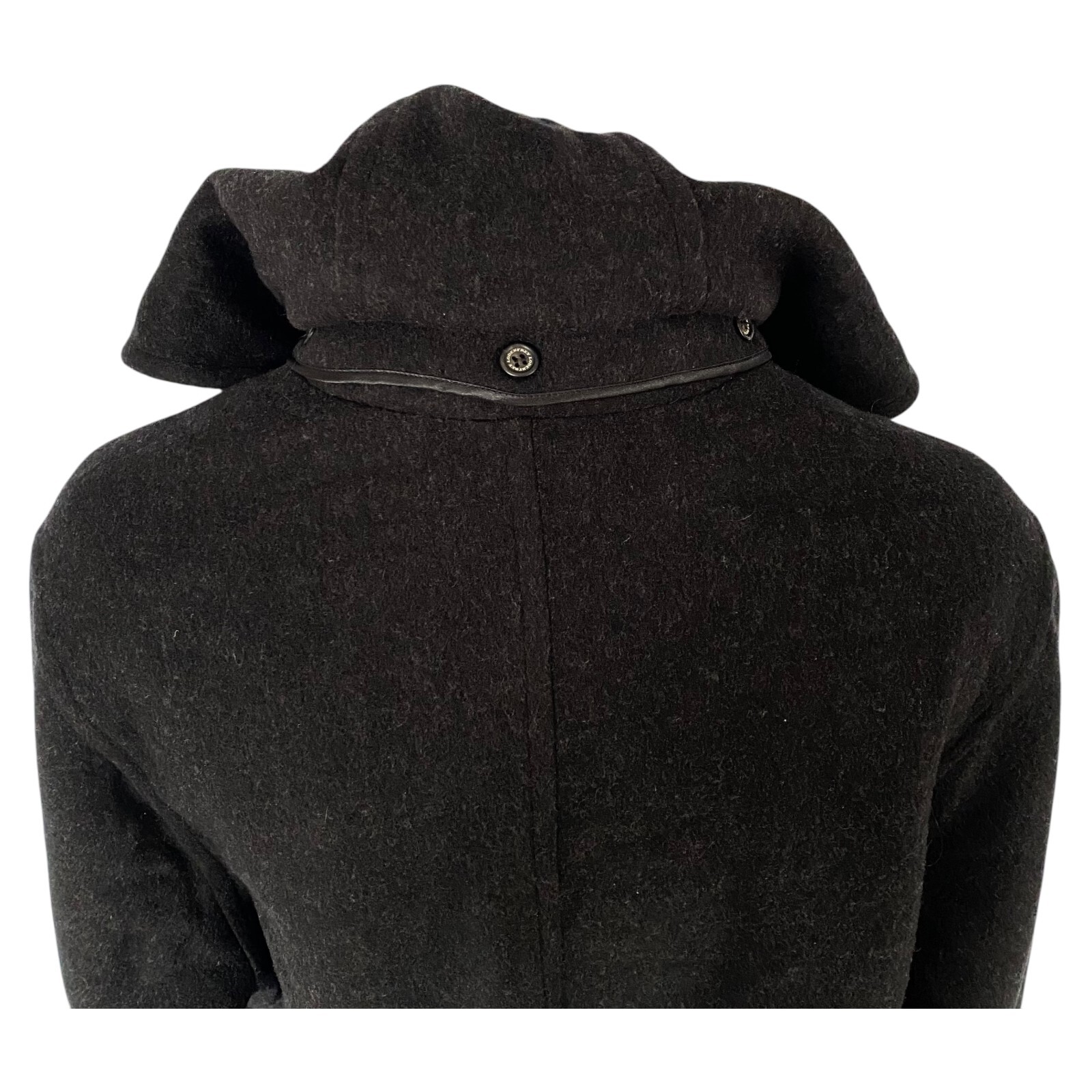 LODENFREY Hooded Coat Black Charcoal Virgin Wool Red Trim Ladies UK 18 D/A 44