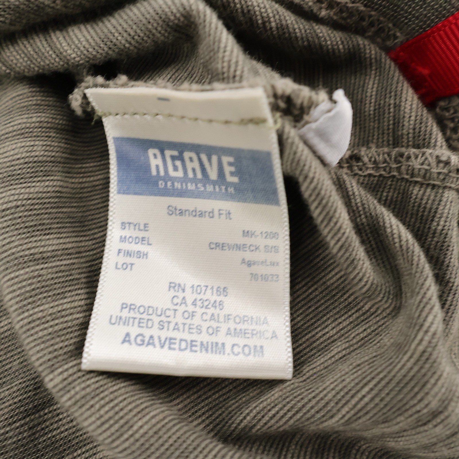 Agave AgaveLux Slub Crewneck T-Shirt Olive Short Sleeve Mens Large