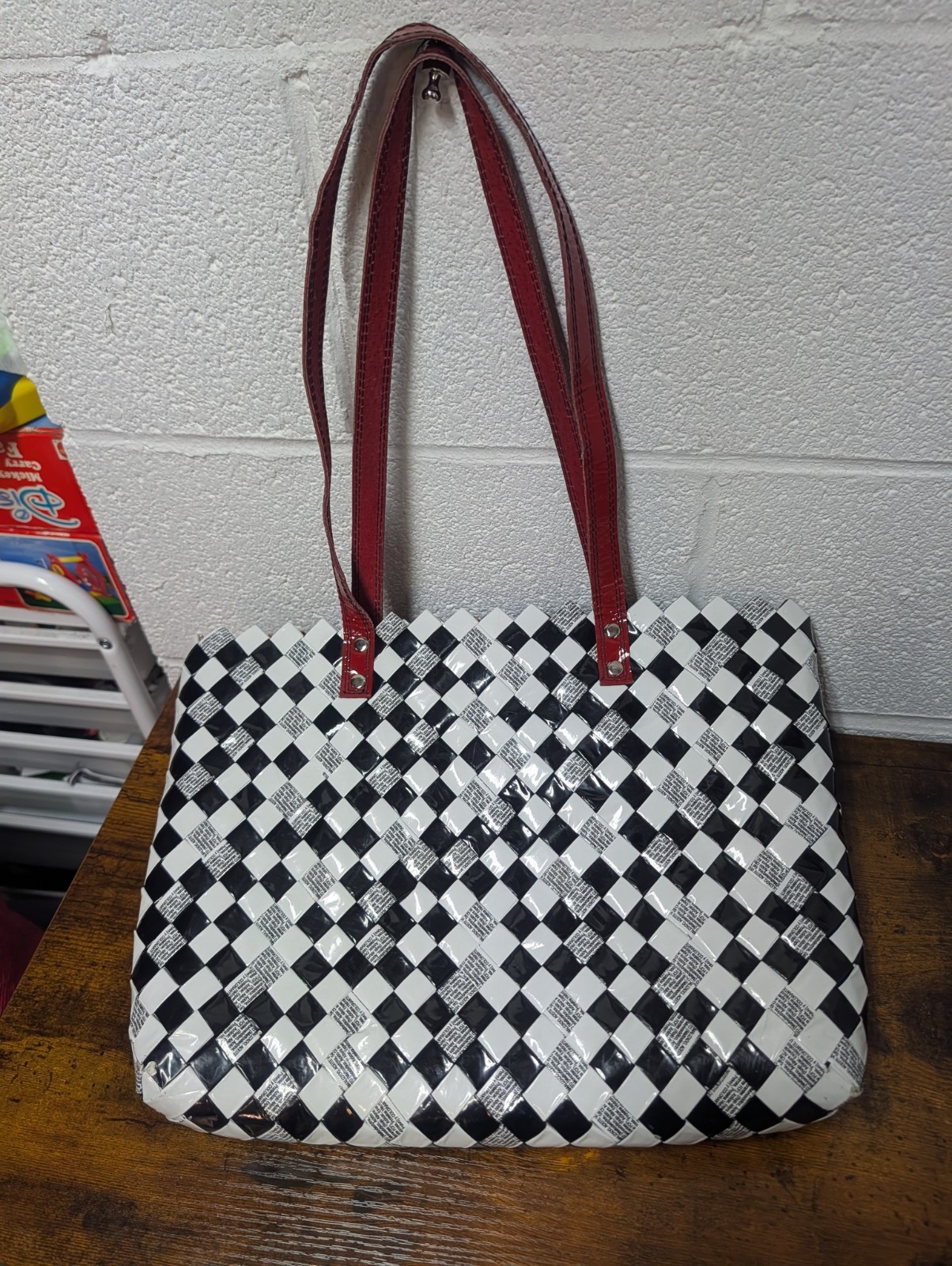 Nahui Ollin Candy Wrapper Purse Over The Shoulder Bag White & Black Eco-Chic