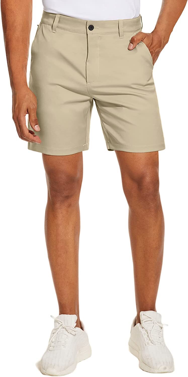 Men’s Golf Shorts Flat Front Lightweight Quick Dry Pockets Flex Dress 7” Pants