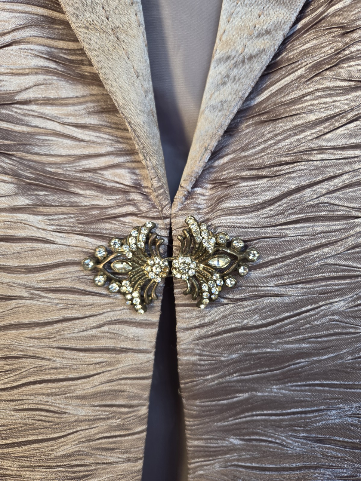 Giovanna Signature Women’s Gray Beaded Hook & Eye Lined Blazer Jacket Size 10