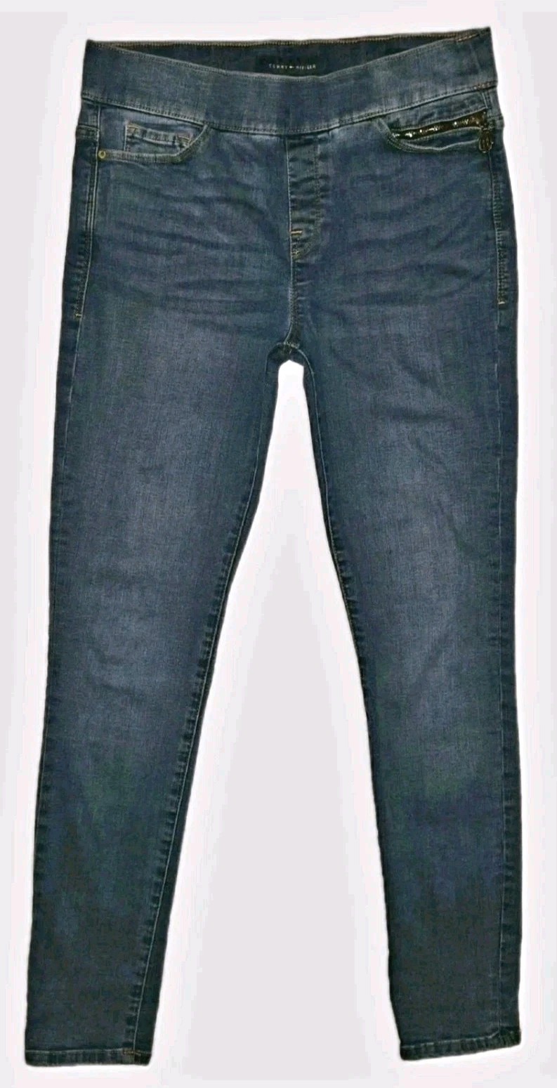 TOMMY HILFIGER Gramercy Pull On Skinny Jeans Size 6 Blue Jeggings Charm Pockets