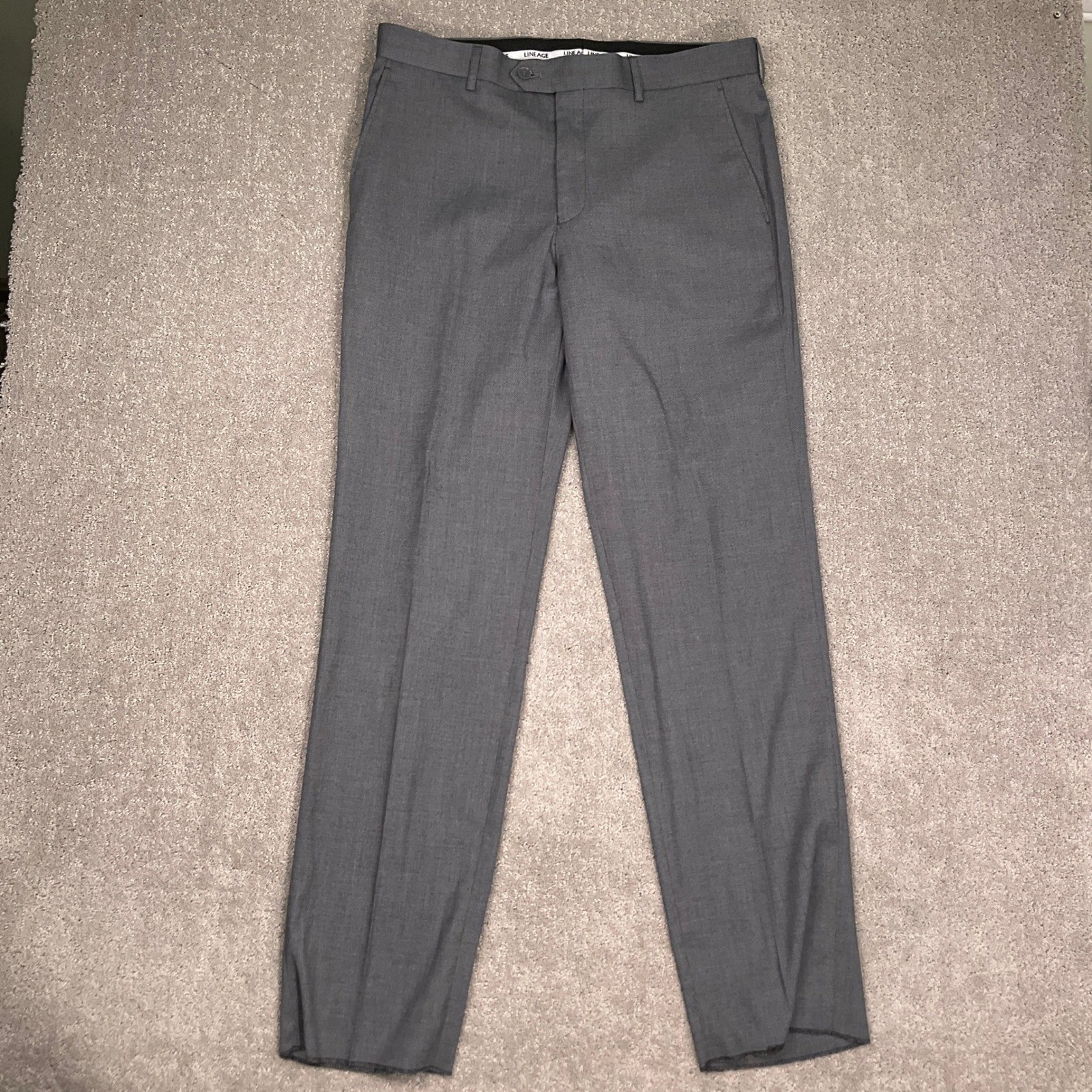 Lineage Suit Mens 40S 34W Charcoal Andrew Double Breasted Modern Fit Unhemmed