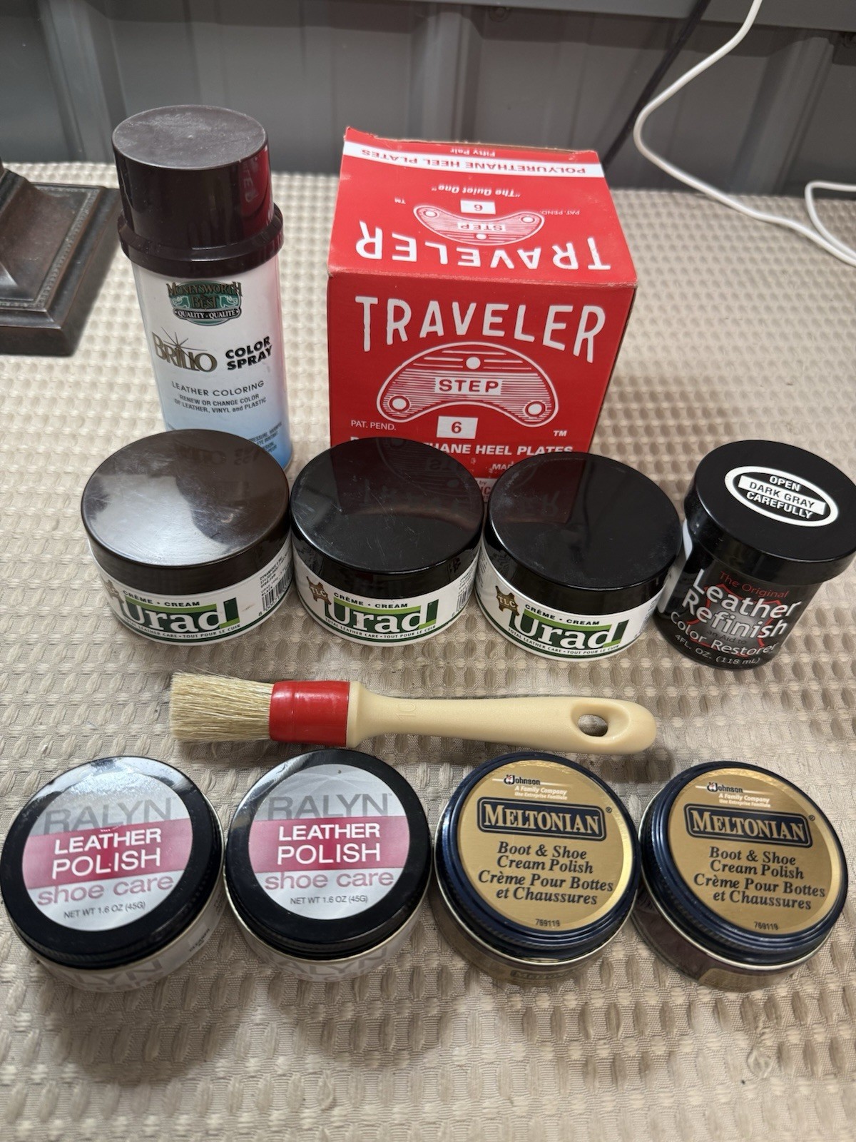 Lot of Shoe & Leather Care Polishes – Urad, Meltonian, Ralyn, Brillo