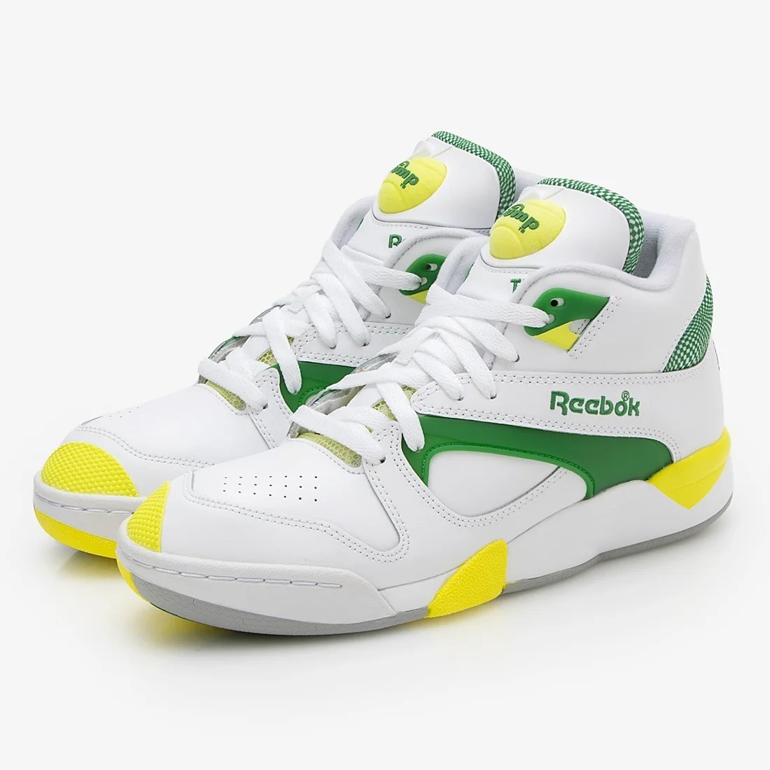 Reebok 116693 100203282 COURT VICTORY PUMP White/Green Natural Leather 5-13in