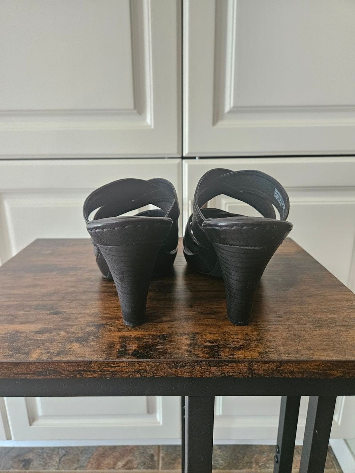Born Black Strappy Leather Heels Sandals Y2k Boho Edgy Corporate Goth Gothlite