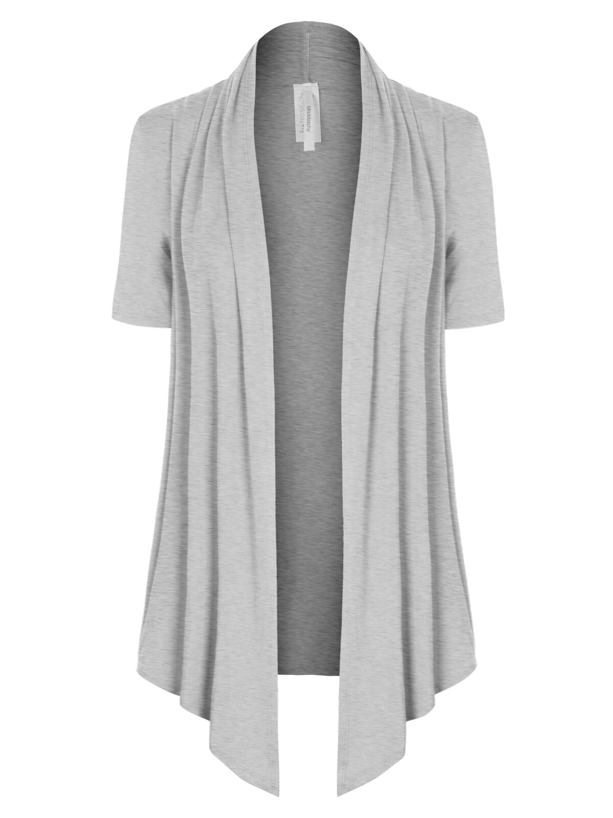 MixMatchy Solid Jersey Knit Short Sleeve Open Front Draped Cardigan