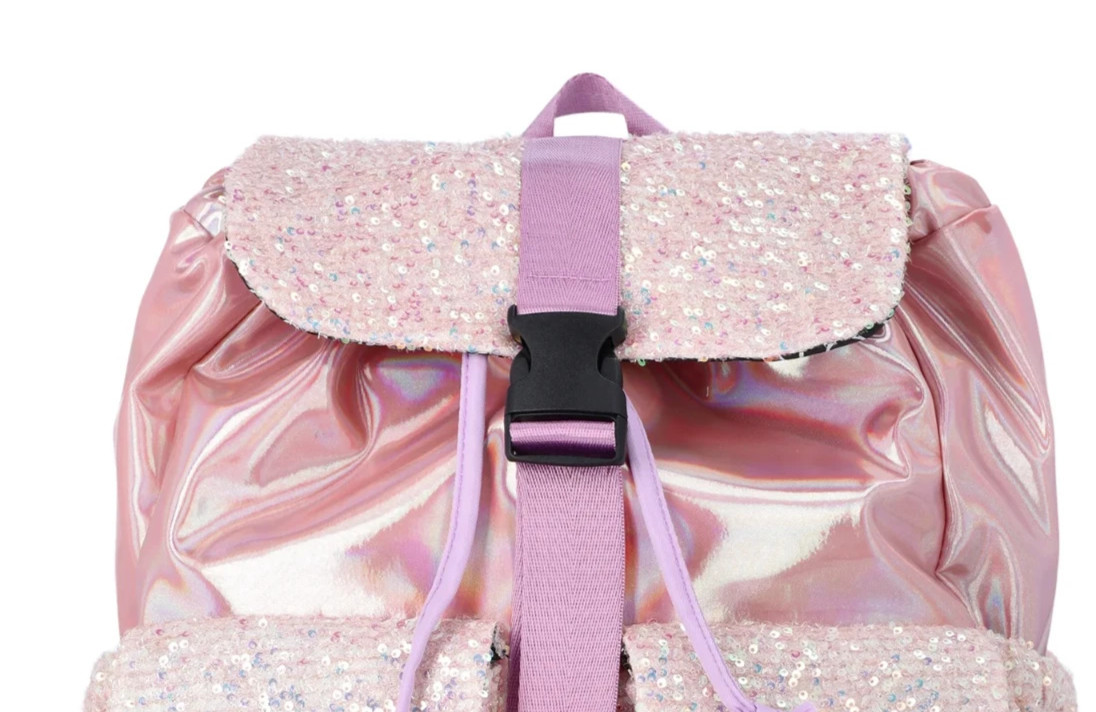 LOT of 2 Justice Girls’ Sequin Rucksack Backpack : 14.25″ H x 11.5″ W x 5.5″ D