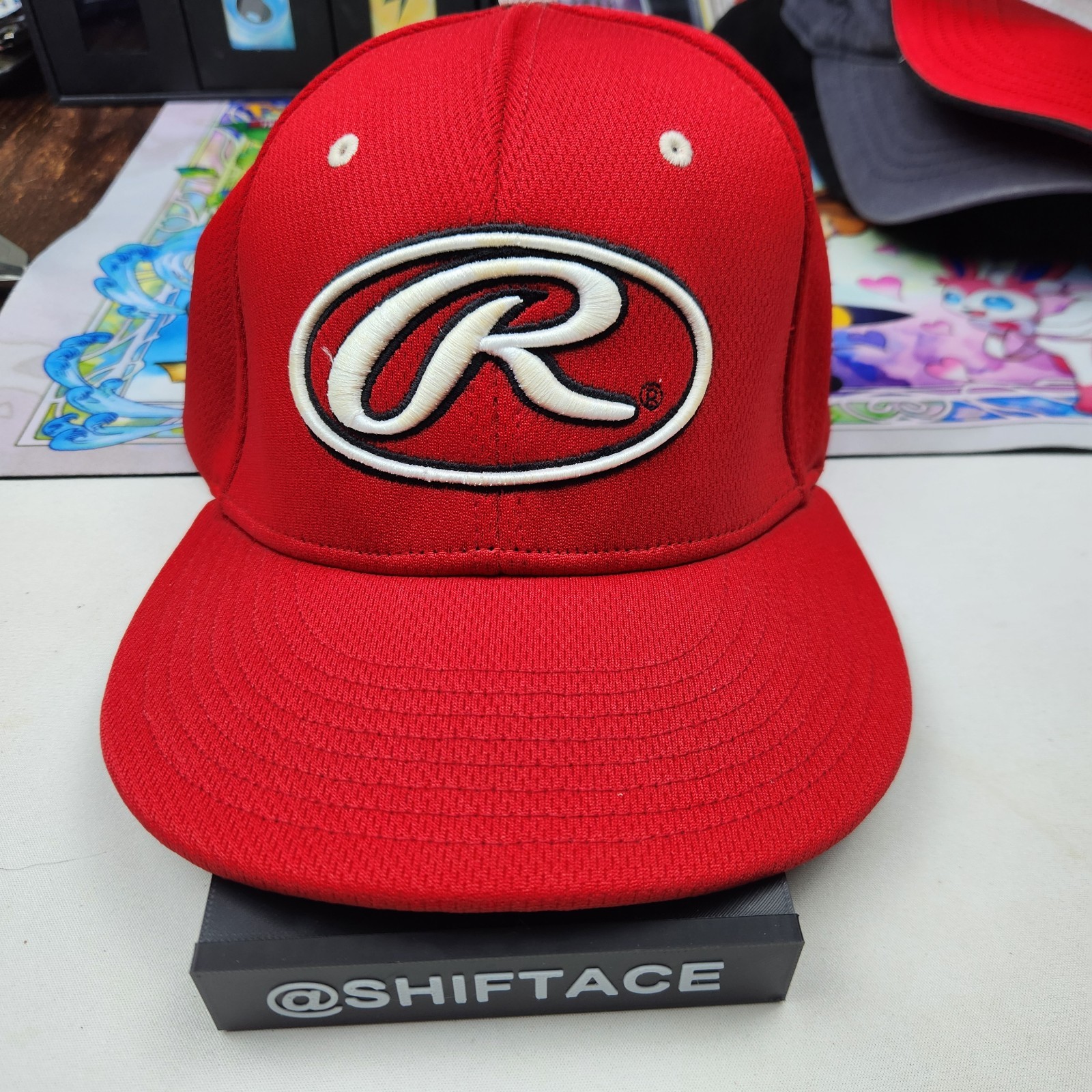 Rawlings Logo Baseball Men’s The Game Fitted Cap Hat White Red – Size: Large-XL