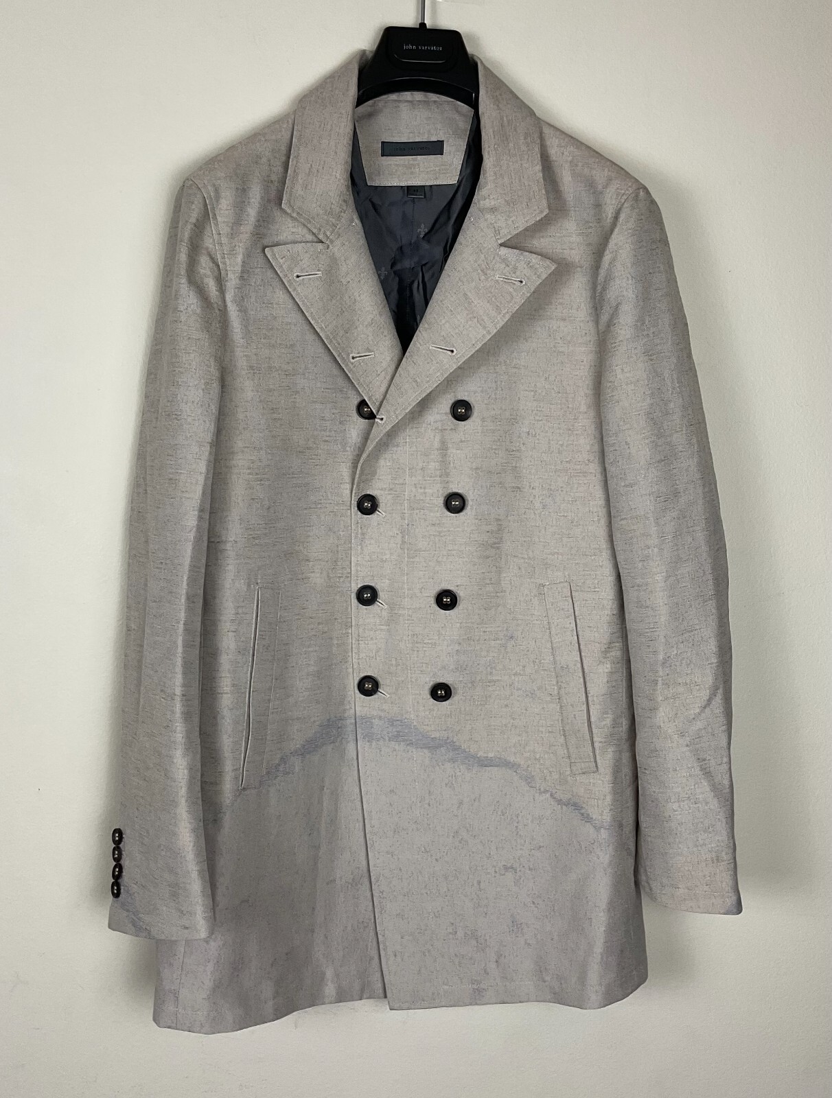 $1498 New John Varvatos Collection Double-Breasted Linen Coat Jacket EU48 US38