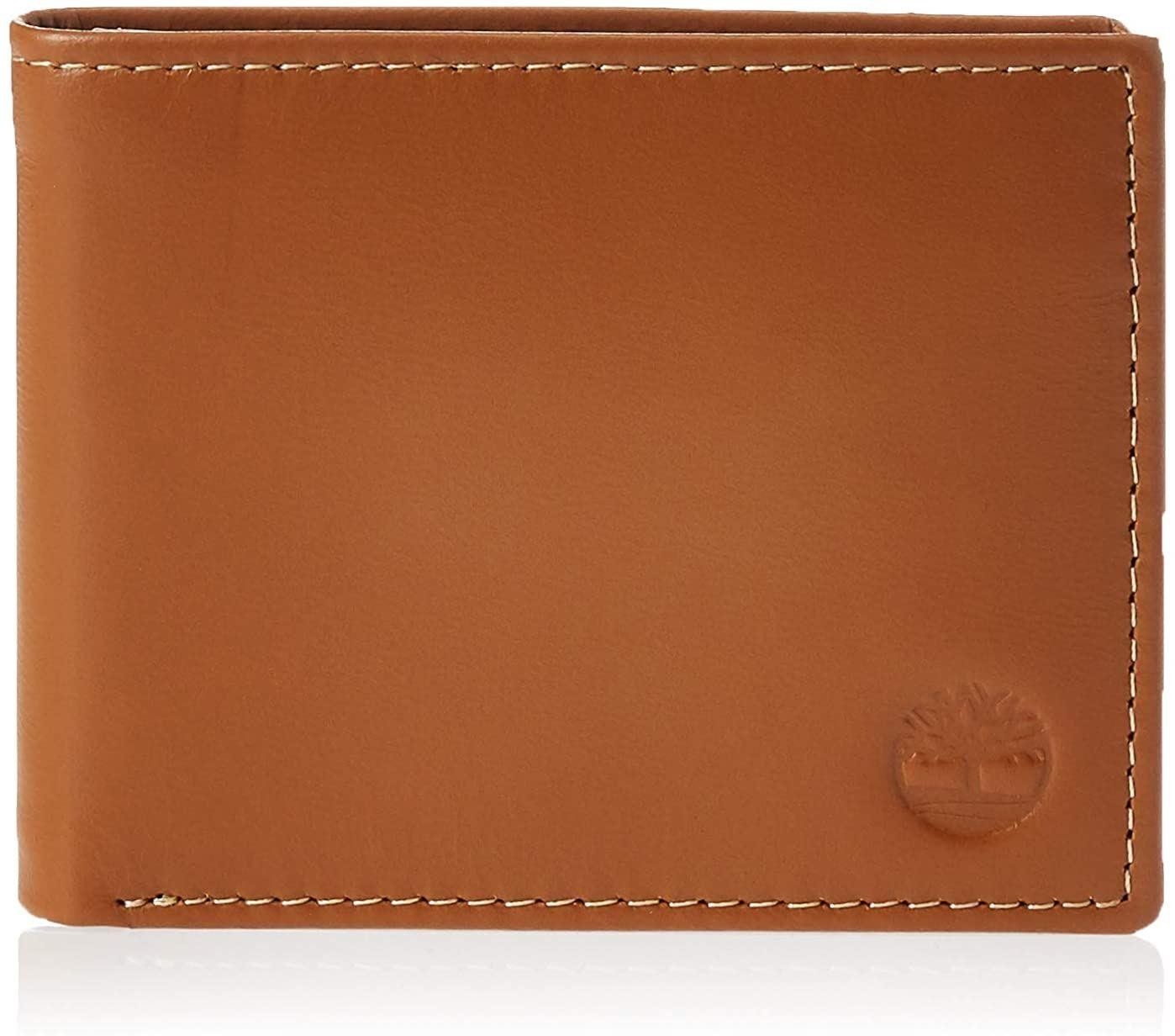Timberland Men’s Genuine Smooth Leather Cloudy Passcase Bifold Wallet