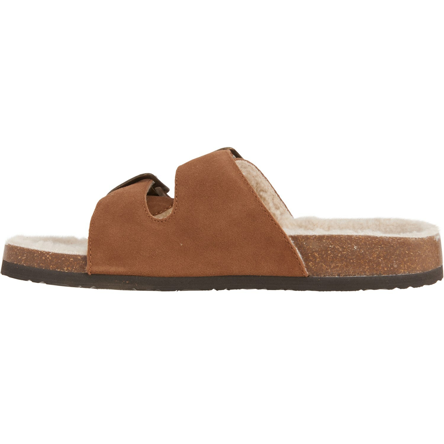 White Mountain Womens size 7 Oiled Leather Sherpa Lined Buckle Sandals Chestnut