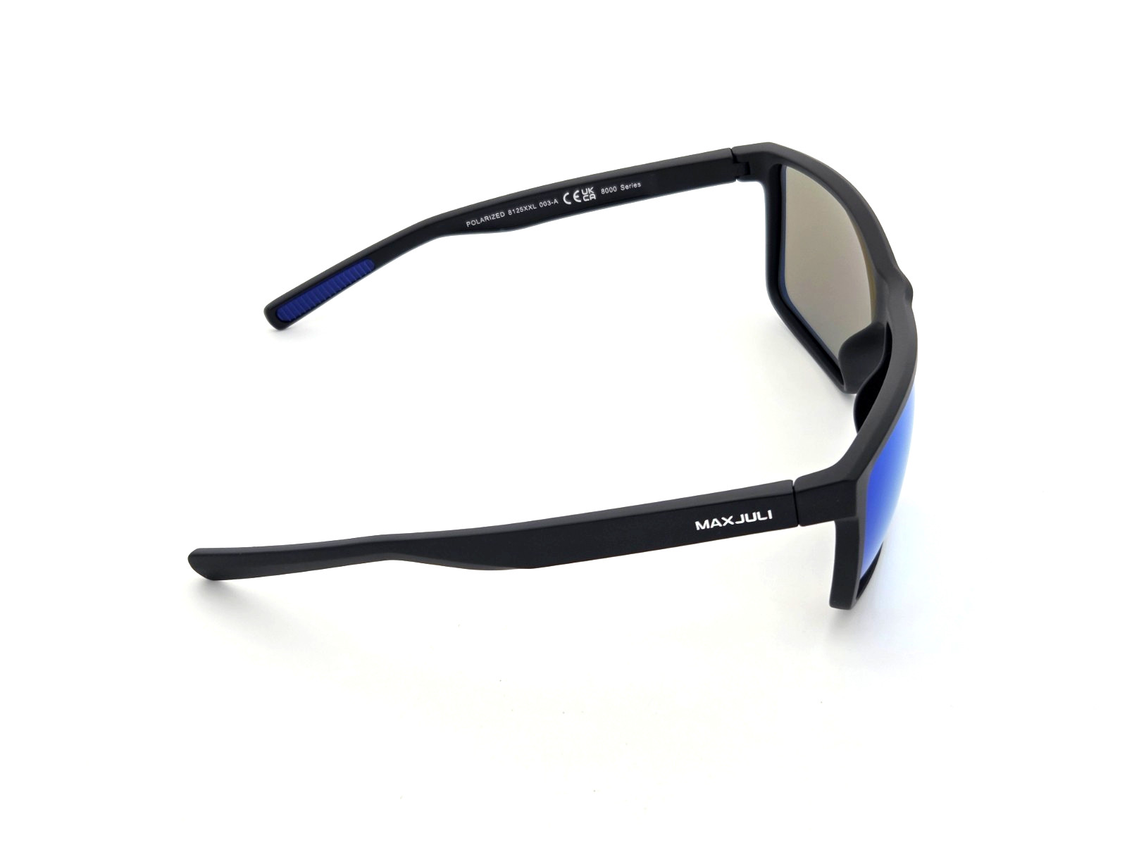 Men’s XXL Wide Fit Polarized Square Sunglasses Matte Black TR90 Blue Mirror Lens