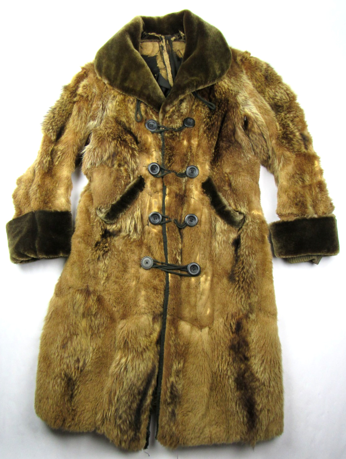 Antique 1800s / 1900s Long Frontier Fur Trapper Mountain Man Grizzly Coat Vtg