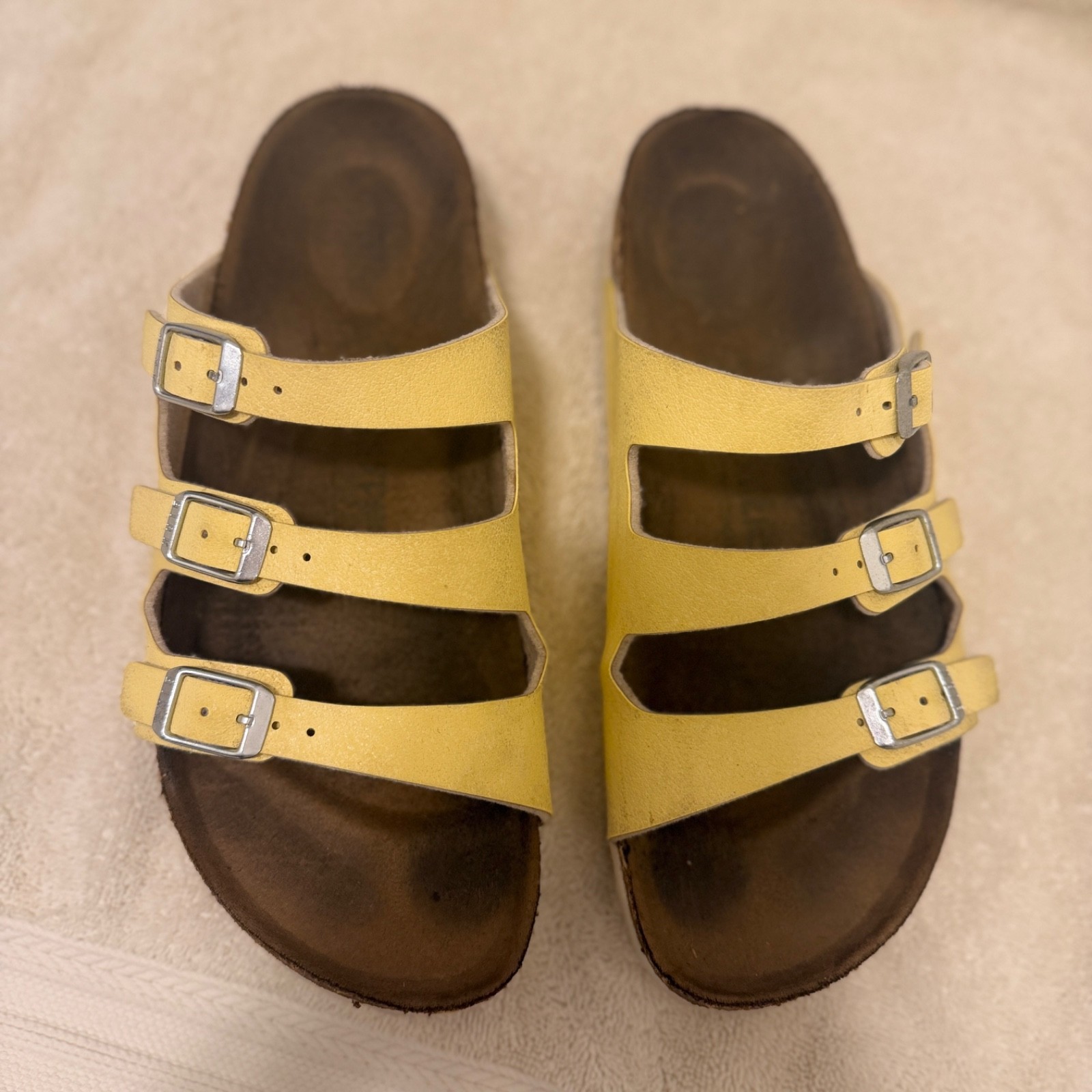 Birkenstock Florida Yellow Triple Strap Sandals Women’s EU 38 US 7-7.5
