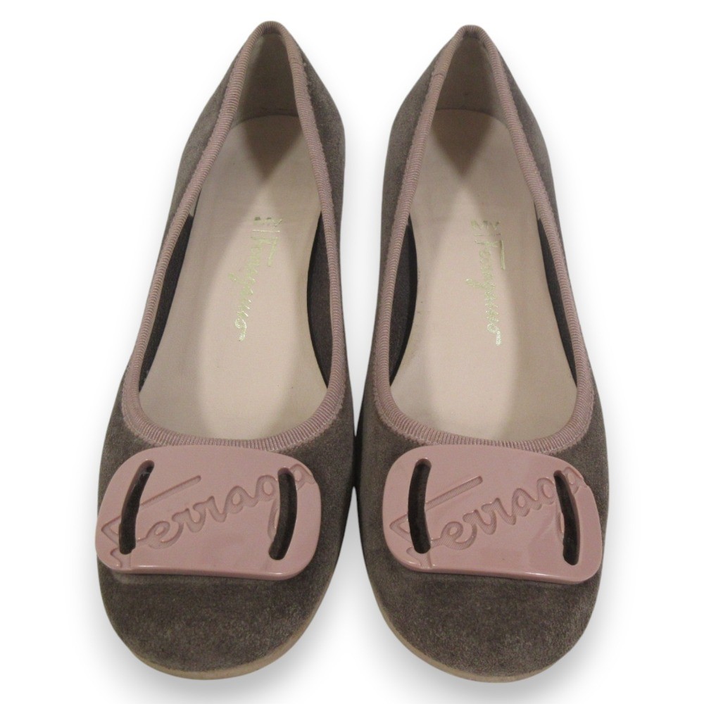 Salvatore Ferragamo logo pumps 5.5 Approx.9.1″” brown pink beige Women USED