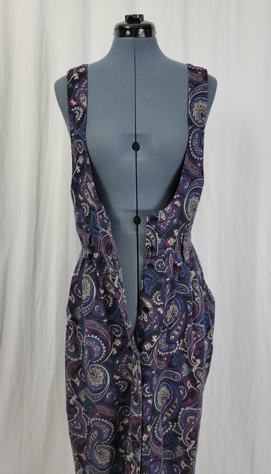 Vintage Outback Red Blue/Purple/Grey Paisley Jumper w Deep Neckline Size 8