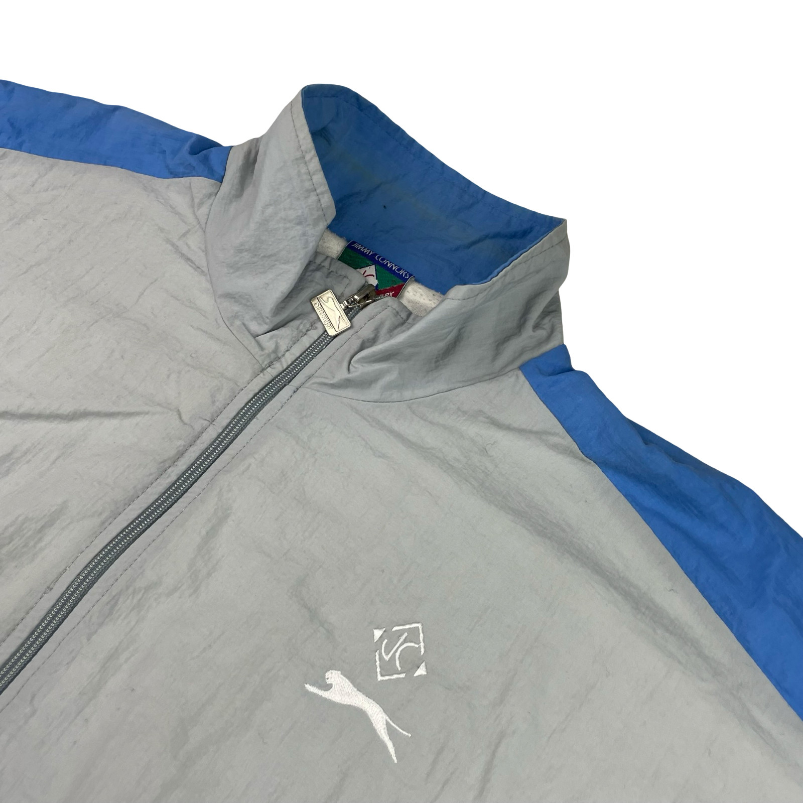 VTG Jimmy Connors x Slazenger Men’s 80’s 100% Nylon Tennis Jacket Gray/Blue • XL