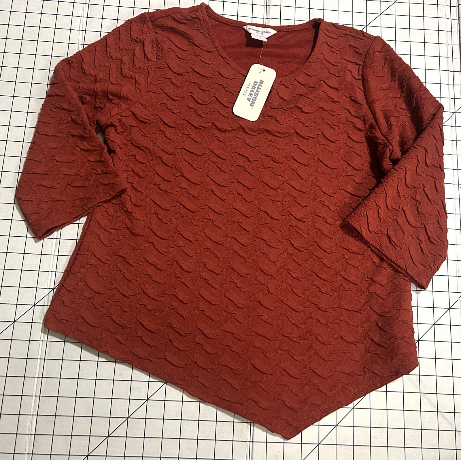 Allison Daley Woman PM Split Neck 3/4 Sleeve Blouse Tunic New Fall Color