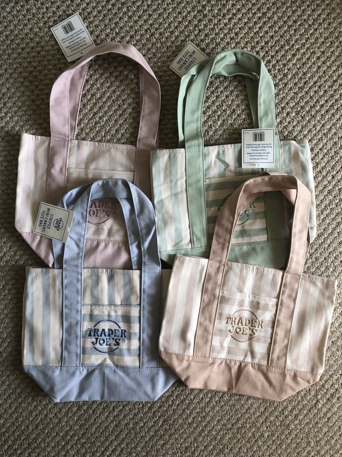 Trader Joe’s Limited edition Pastel Pink & White Striped Mini Canvas Tote