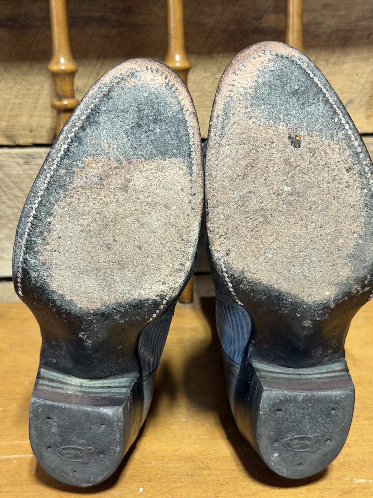 Vintage Justin Men Size 7 D Gray/Blue Teju Lizard Skin Cowboy Western Boots