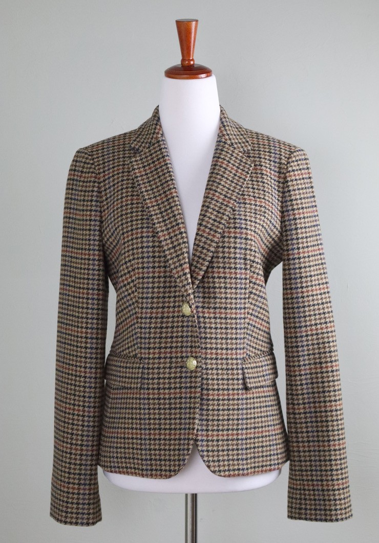 J.CREW Factory $258 Wool Blend Schoolboy Blazer Jacket Top Houndstooth Size 4