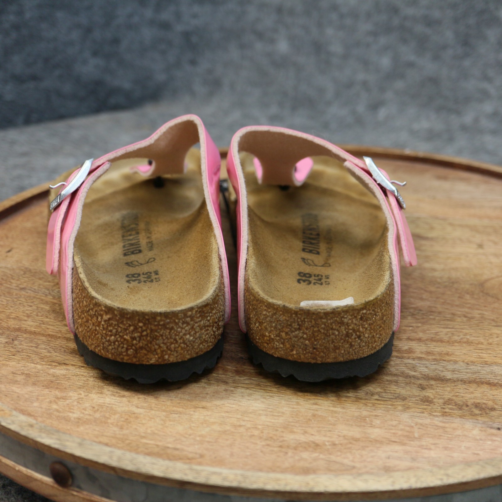 Birkenstock Gizeh Pink Patent Birko Flor Thong Sandals Womens Size 38 US 7 Reg.