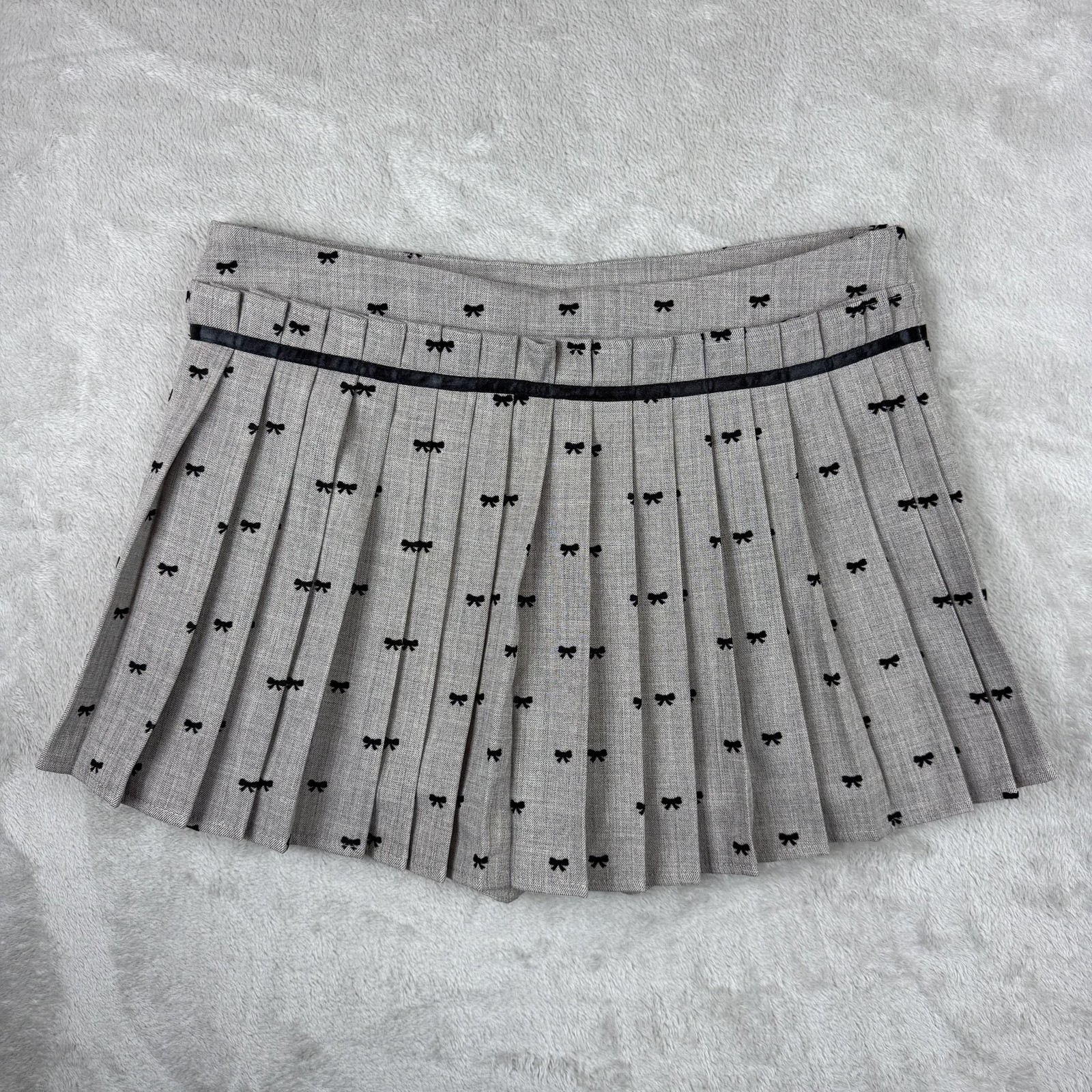 Hesperus Womens Pleated Bow Print Skort Gray Kawaii Skimmer CHP40596-1 Size M
