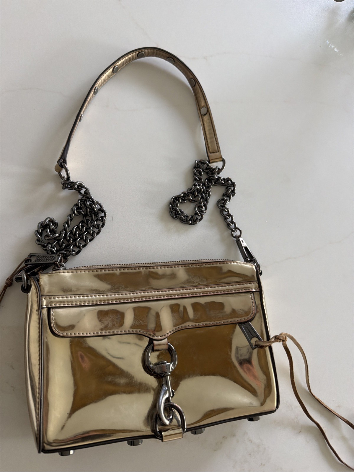 Rebecca Minkoff Women’s Gold Purse Mini M.A.C. Shoulder Bag