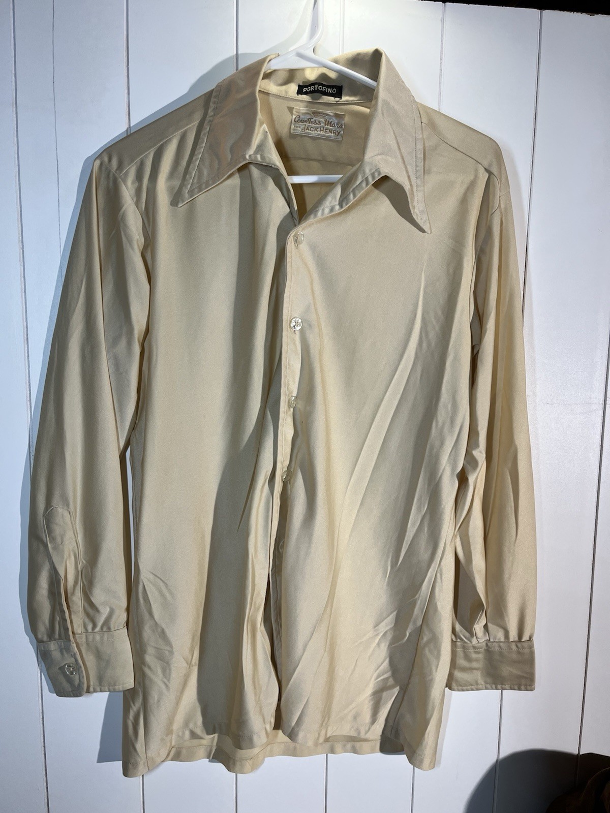 VTG 1960s Mens Disco Shirt Large Point Collar Portofino Countess Mara Jack Henry